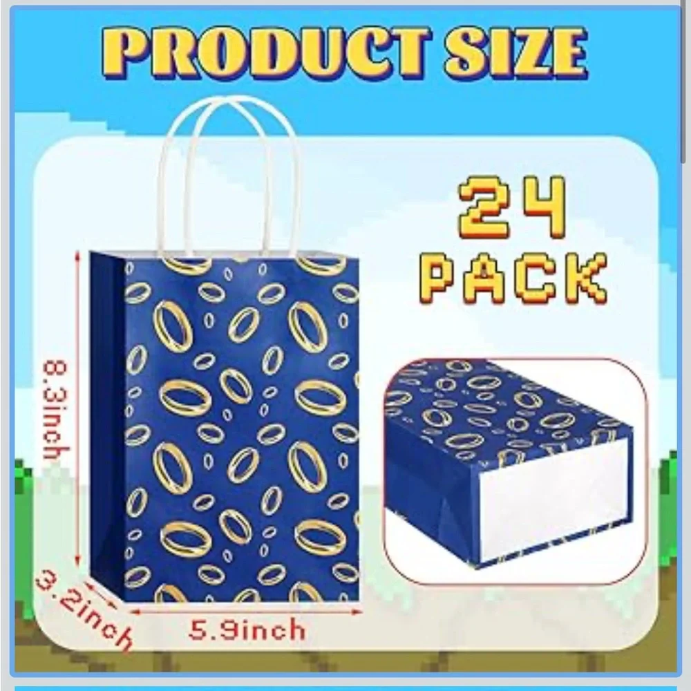 Sonic Gold Rings Goodie Bags with Handles